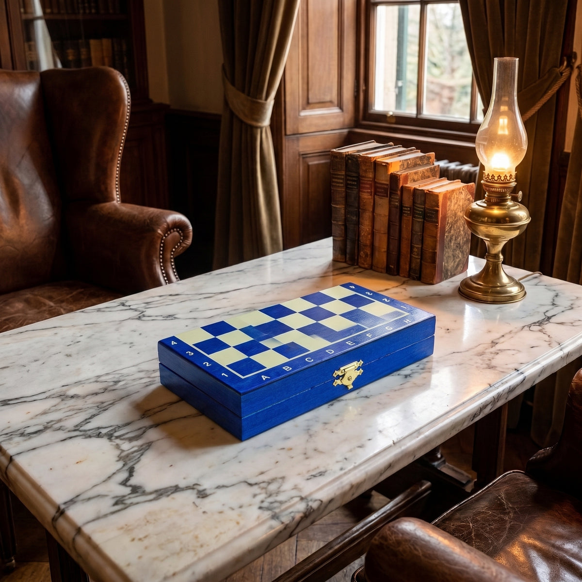 Jeux d'échec magnétique mini 20 cm bleu