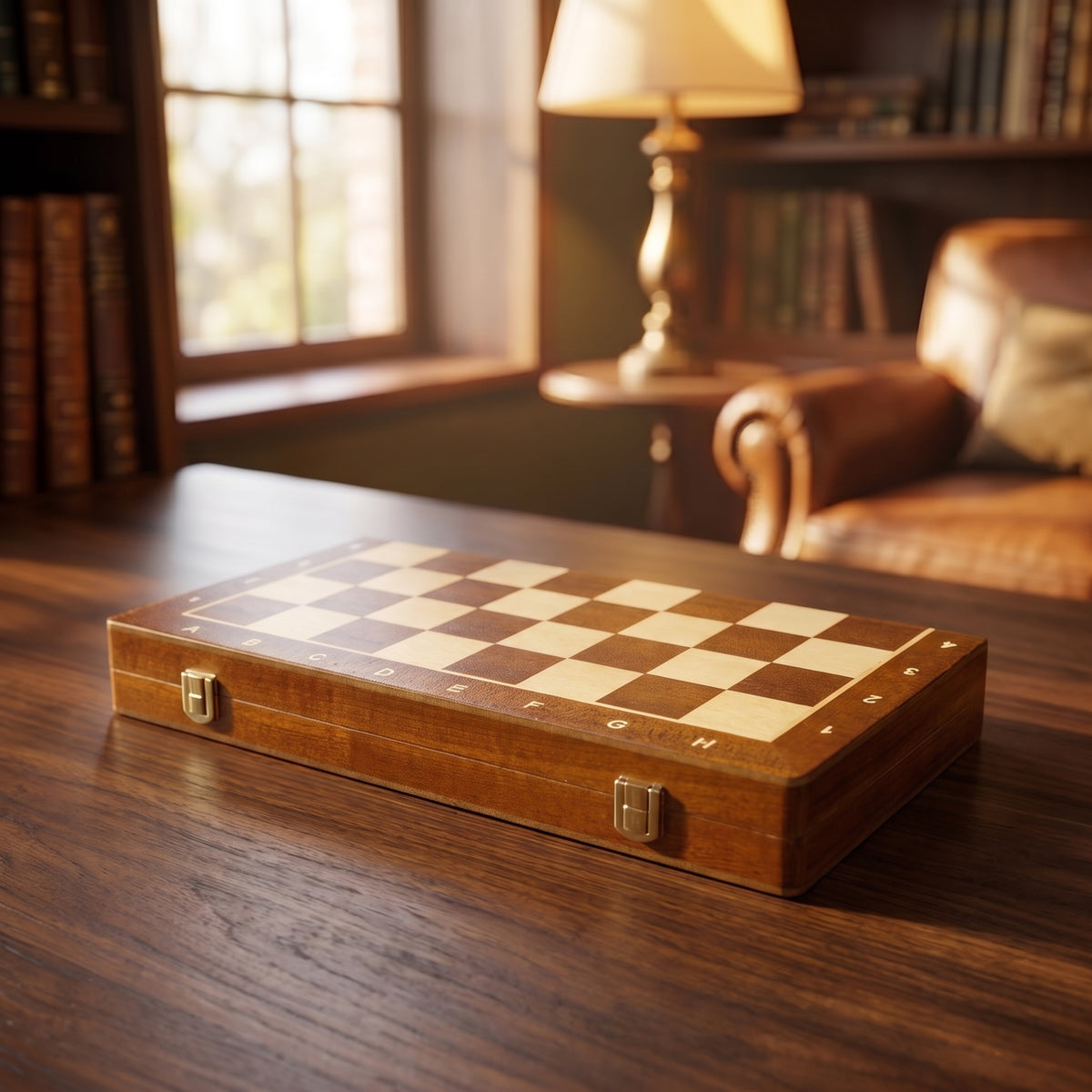 Échiquier marqueté avec coffret