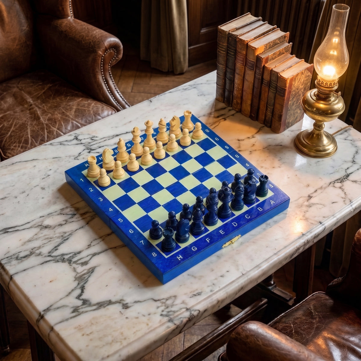 Jeux d'échec magnétique mini 20 cm bleu
