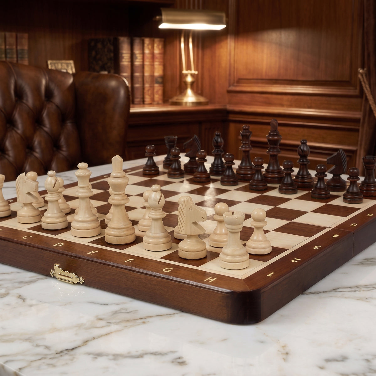 Jeux d'échec magnétique marqueté
