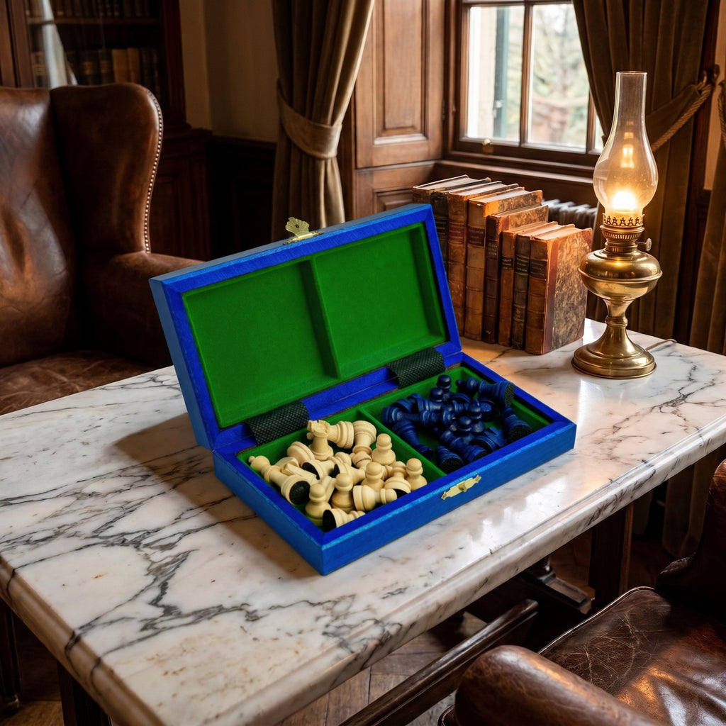 Jeux d'échec magnétique mini 20 cm bleu
