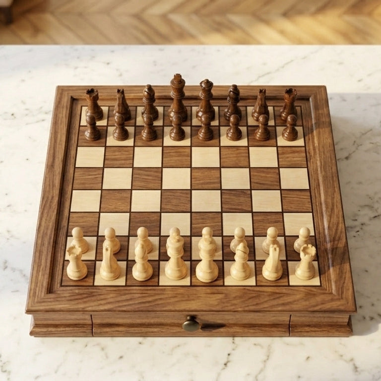 Échiquier bois Noyer à tiroirs