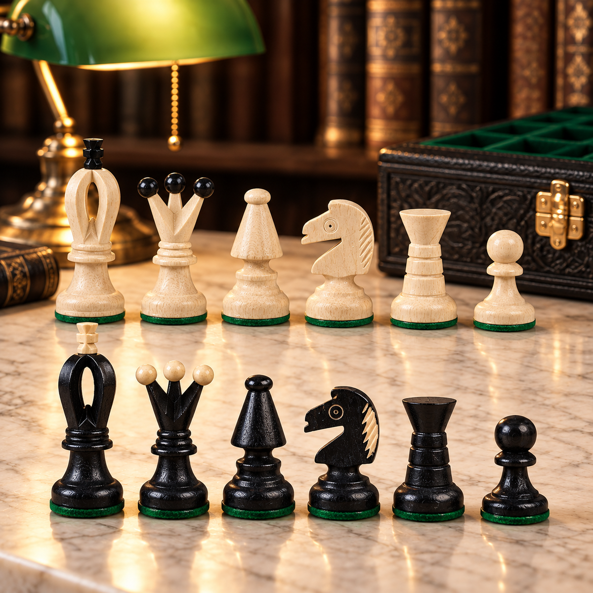 Pièces sculptées du jeu King's moyen noir