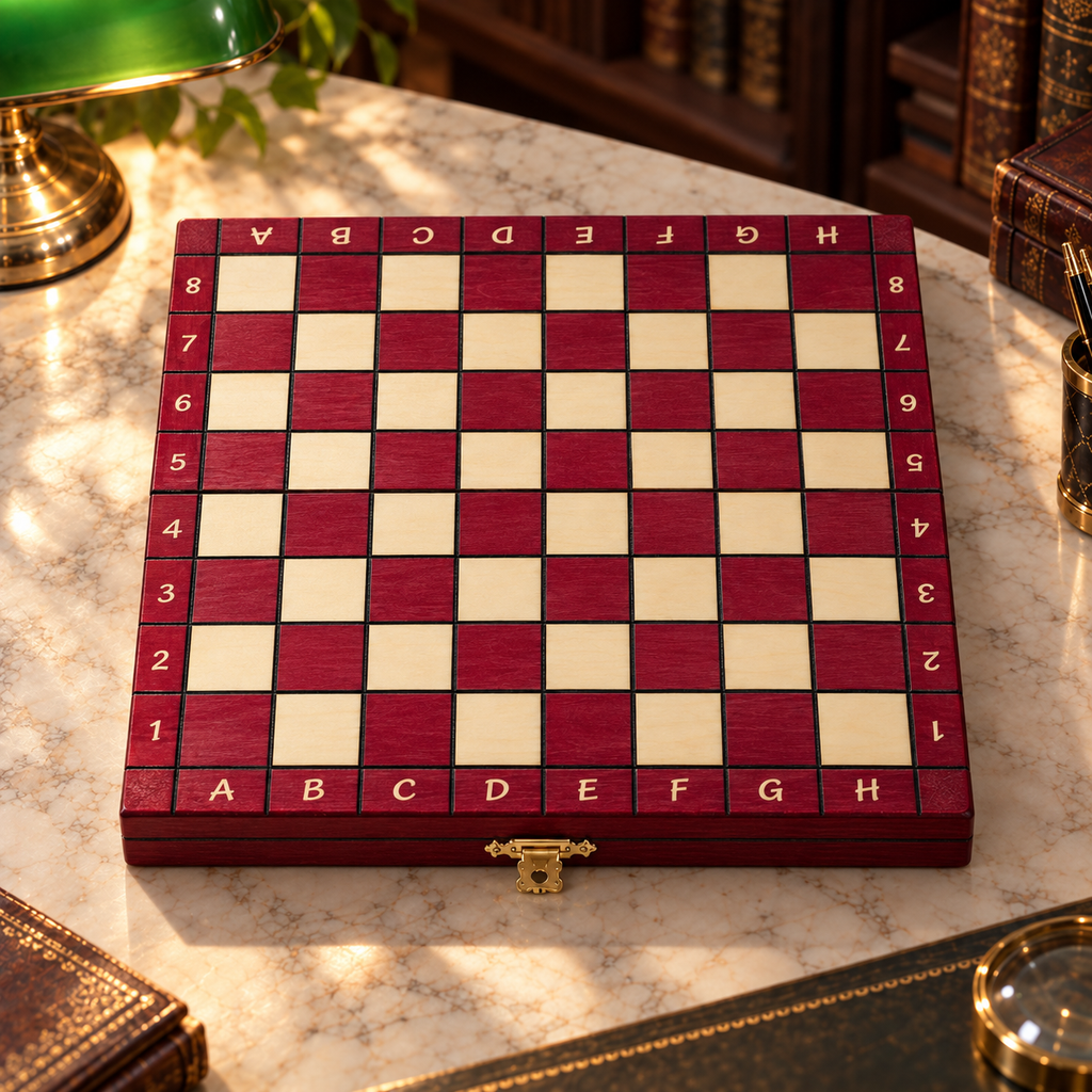 Plateau d'échecs cerise vide avec coordonnées