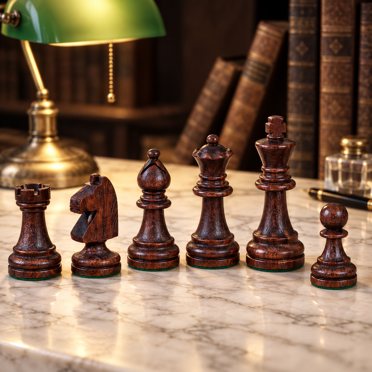 Pièces en bois brun du jeu d’échecs magnétique 27 cm