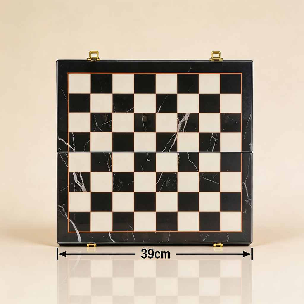 Échiquier pliable Ébène & pièces métal