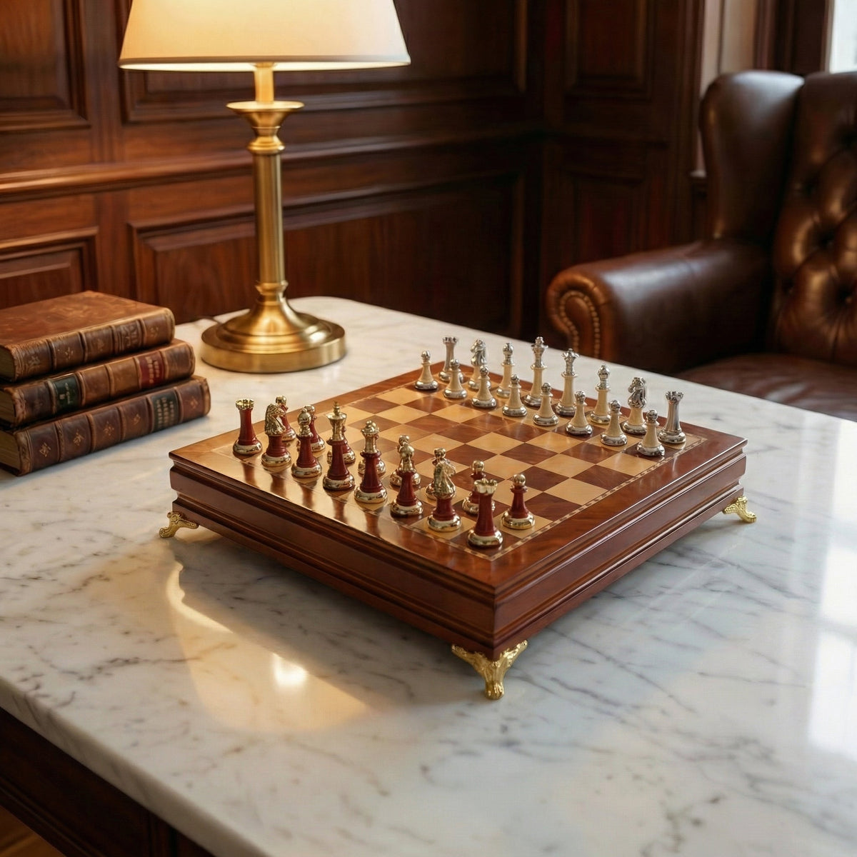Jeux d'échec bois Ébène avec rangement