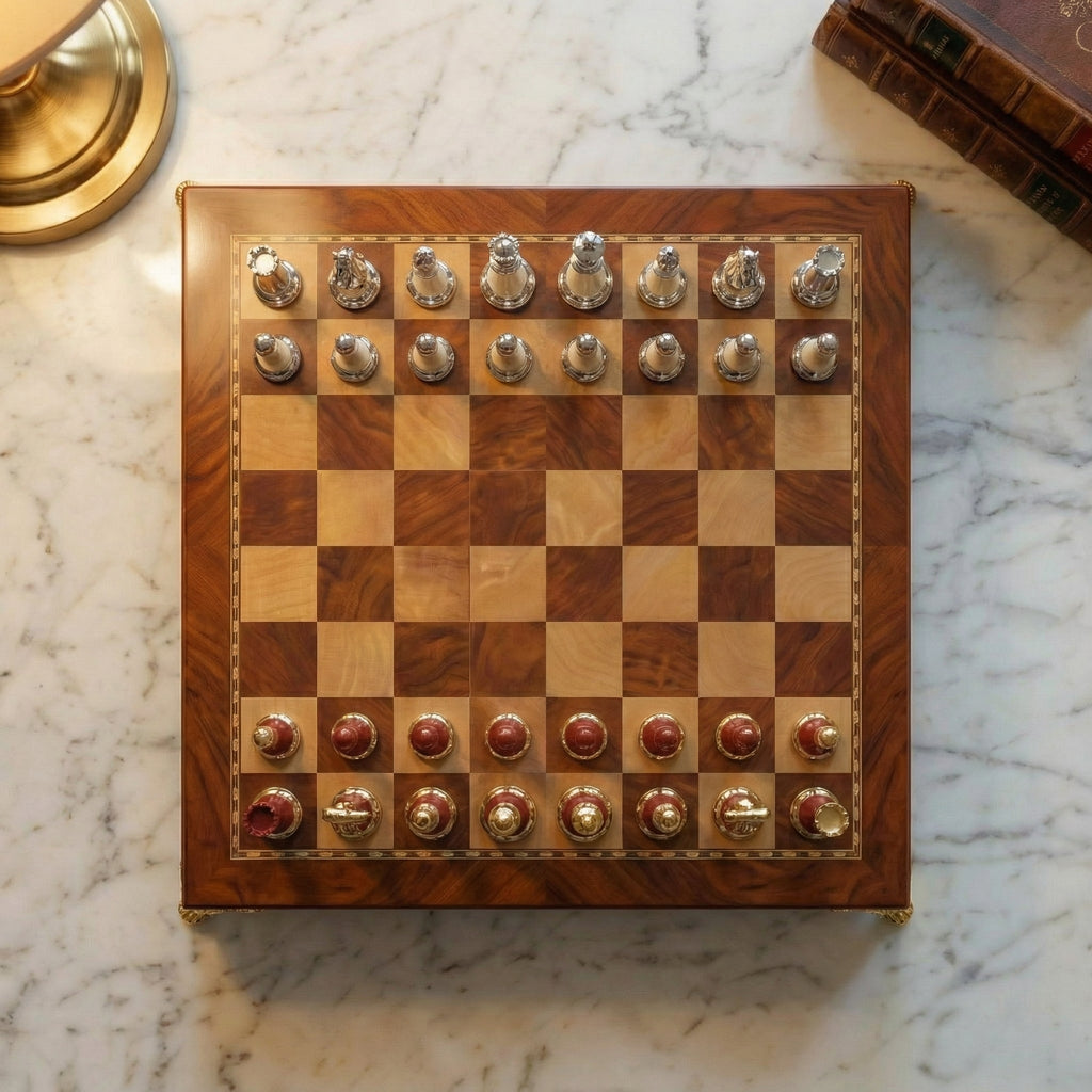 Jeux d'échec bois Ébène avec rangement