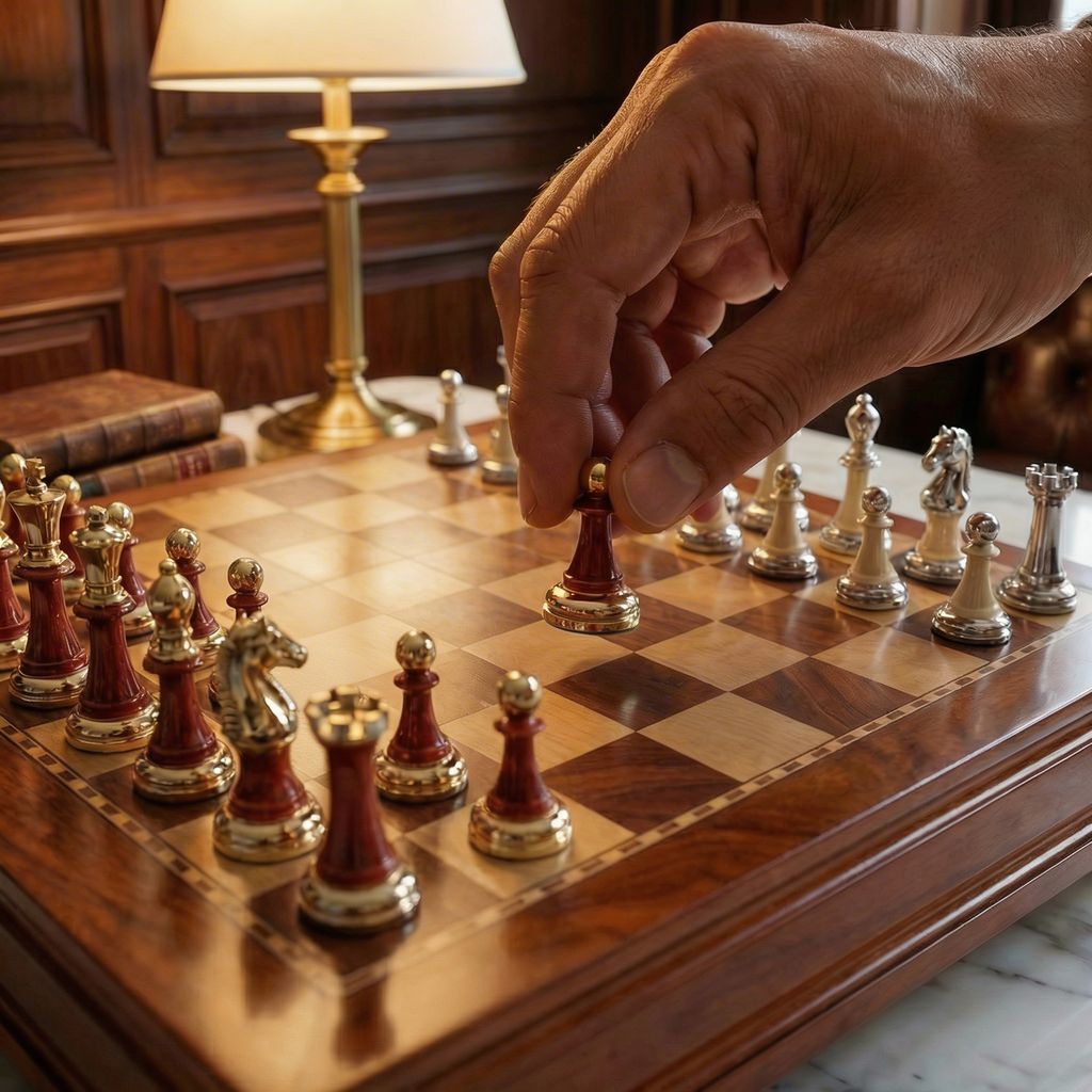 Jeux d'échec bois Ébène avec rangement