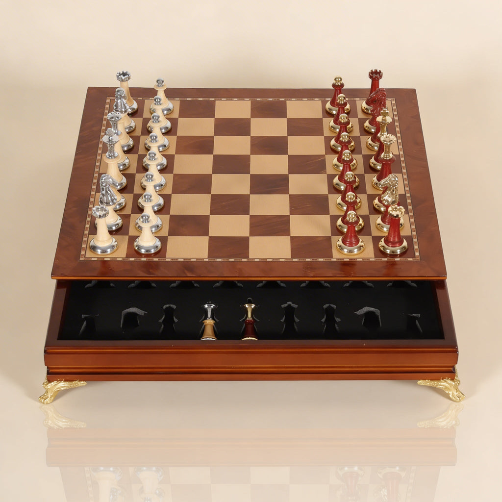 Jeux d'échec bois Ébène avec rangement