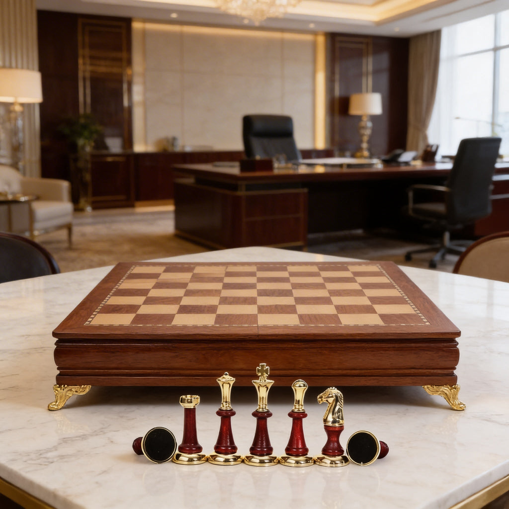 Jeux d'échec bois Ébène avec rangement
