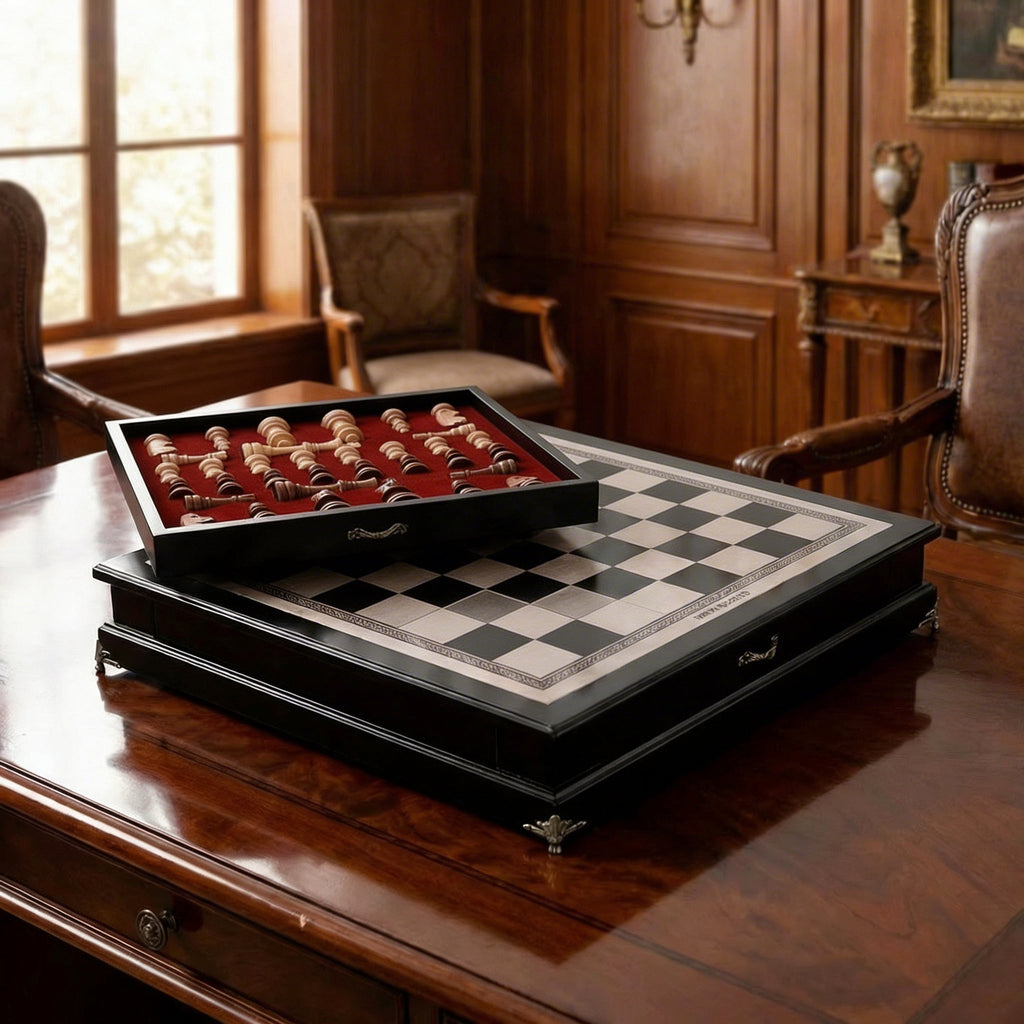 Jeux d'échec bois Olivier à tiroir