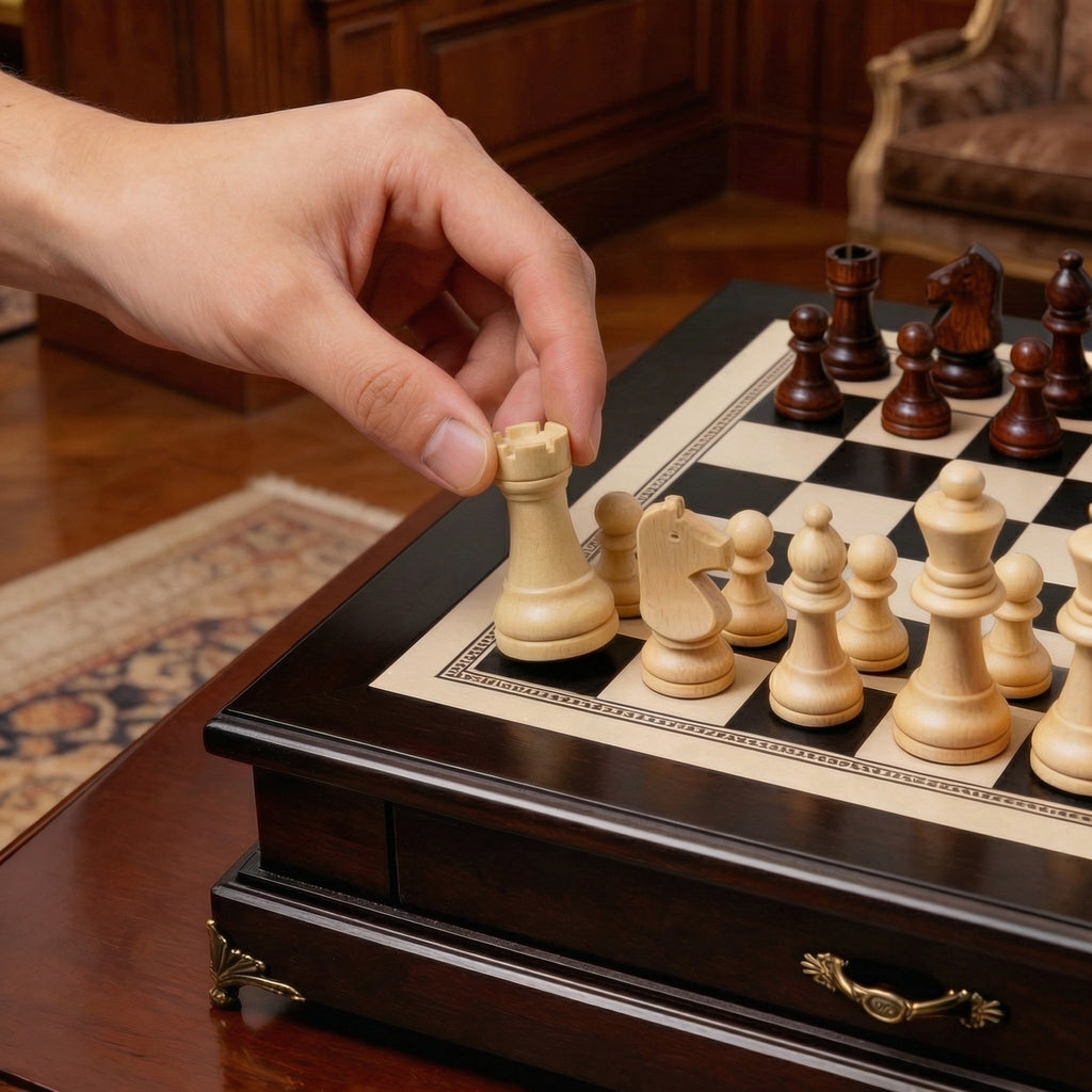 Jeux d'échec bois Olivier à tiroir
