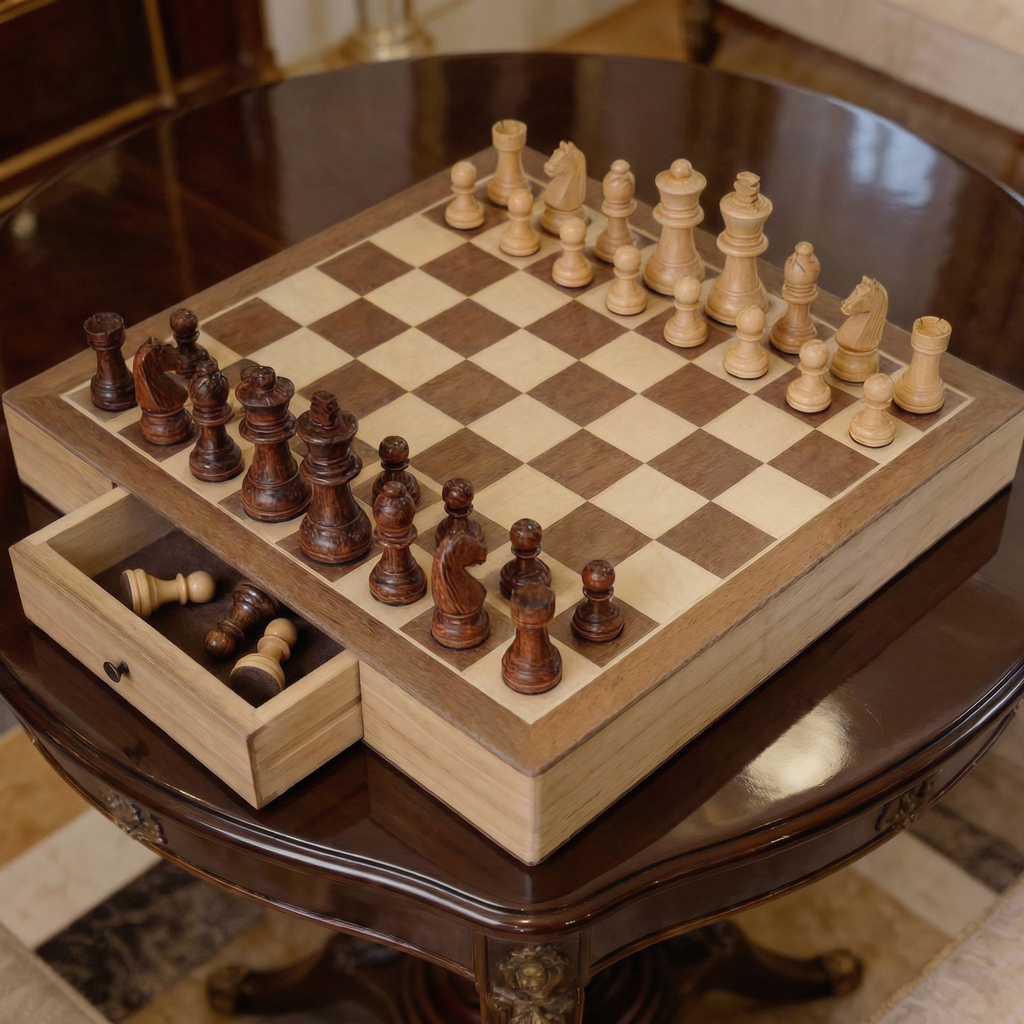 Jeux d'échec bois Érable à tiroir