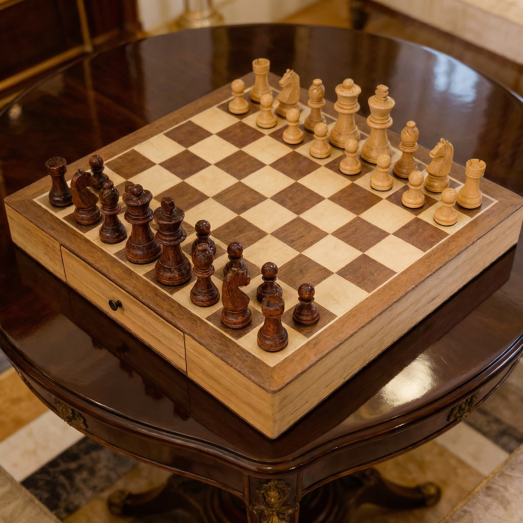 Jeux d'échec bois Érable à tiroir