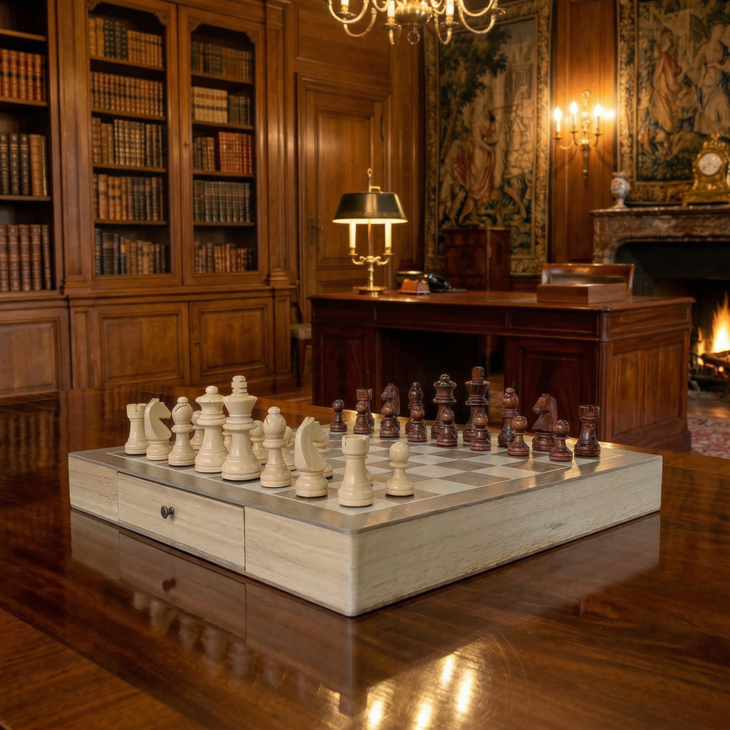 Jeux d'échec bois Érable à tiroir