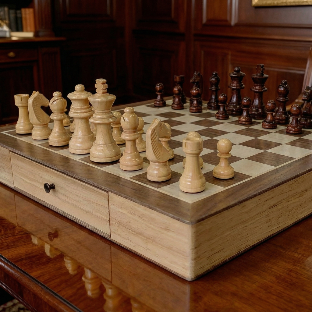 Jeux d'échec bois Érable à tiroir