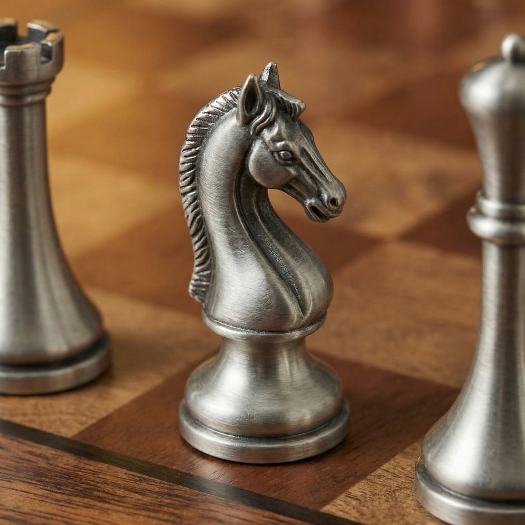 Jeux d'échec Acajou à tiroirs & pièces métal
