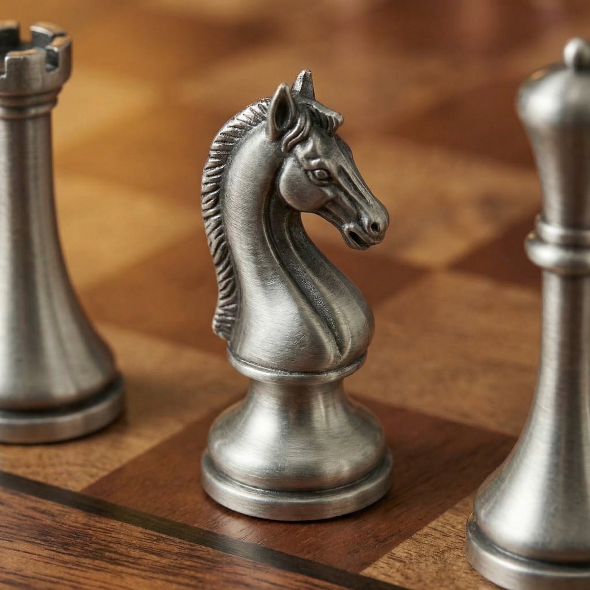 Jeux d'échec Acajou à tiroirs & pièces métal