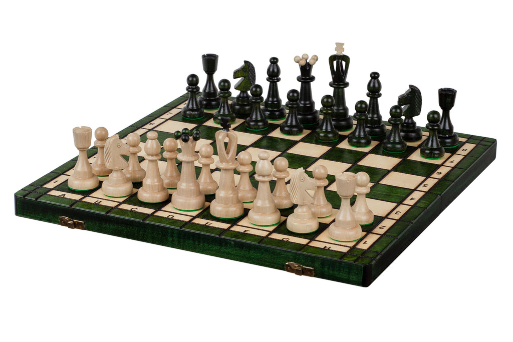 Jeux d'échec ACE bois vert avec rangement